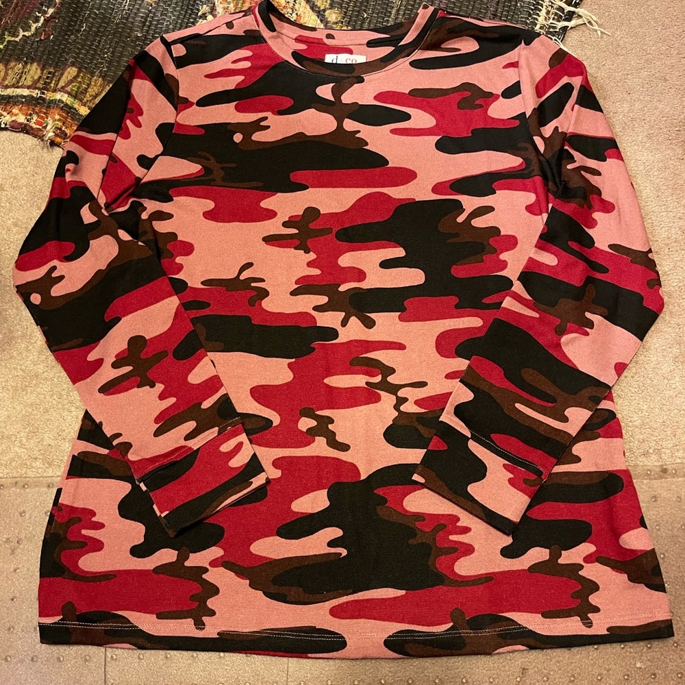 Large camo long sleeve top